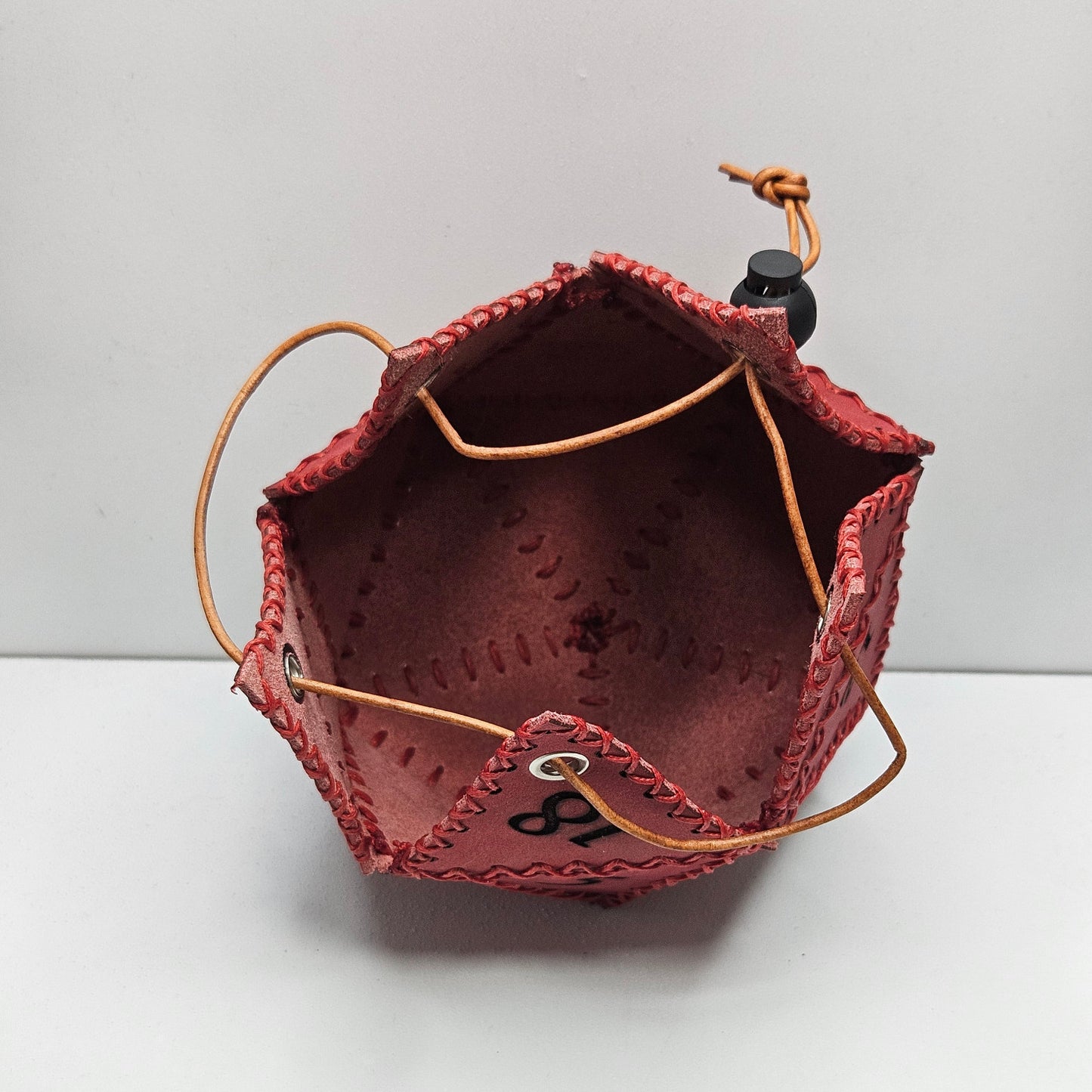 D20 Leather Dice Bag - Red