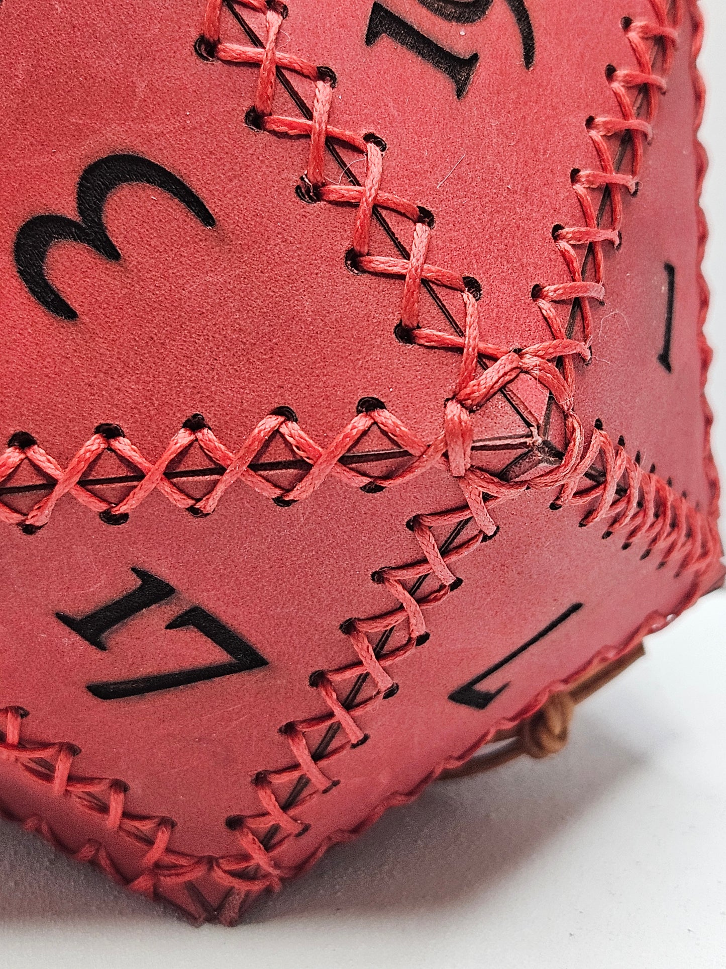 D20 Leather Dice Bag - Red