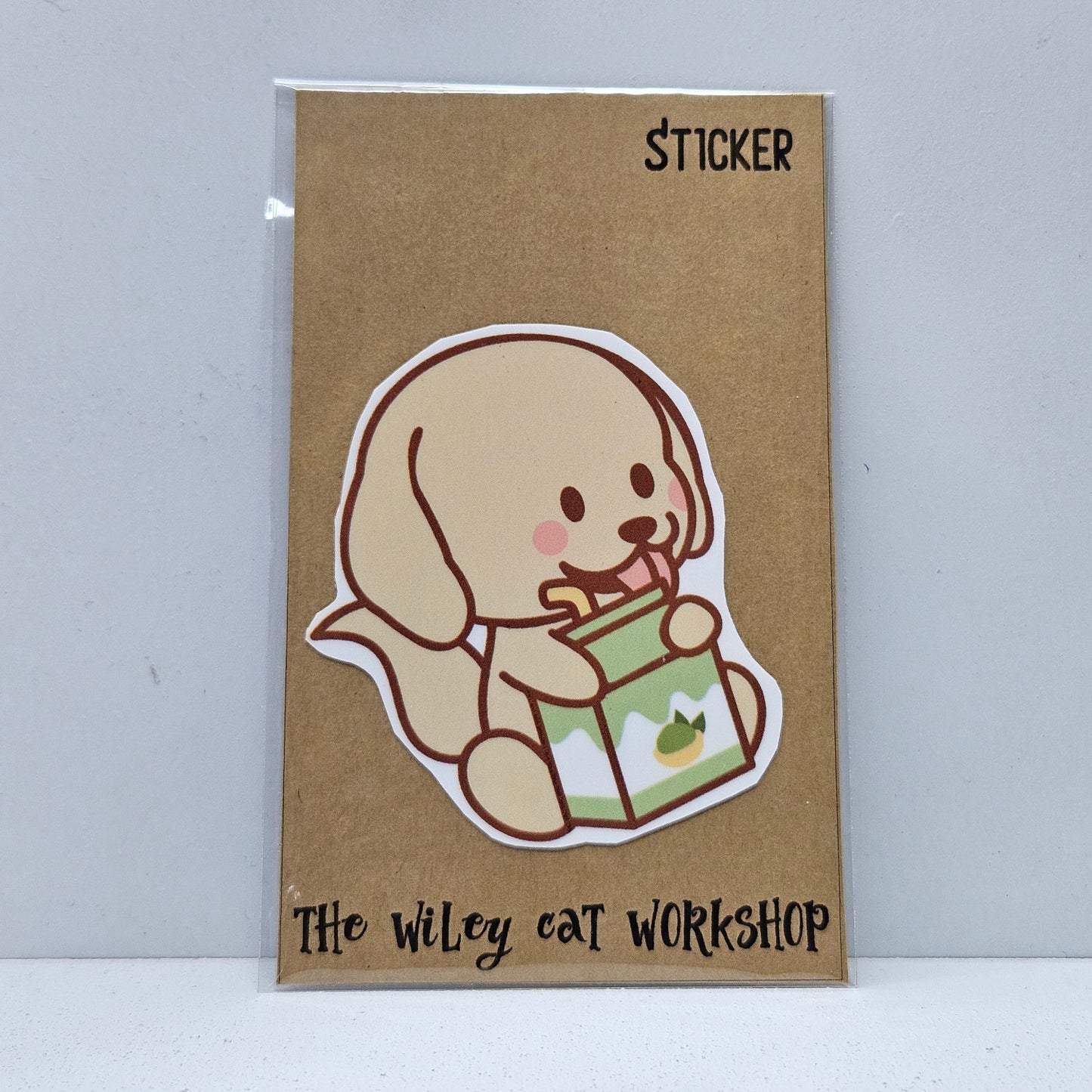 Dog and a Juice Box Vinyl Sticker