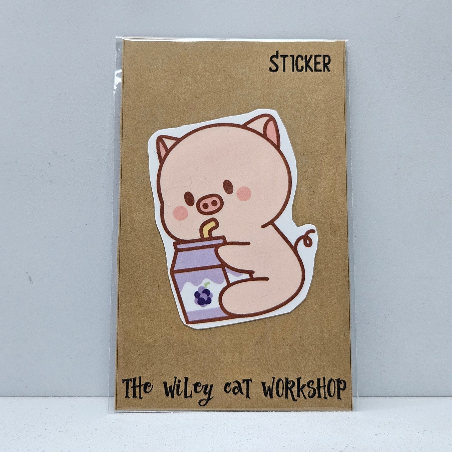 Pig and a Juice Box Vinyl Sticker