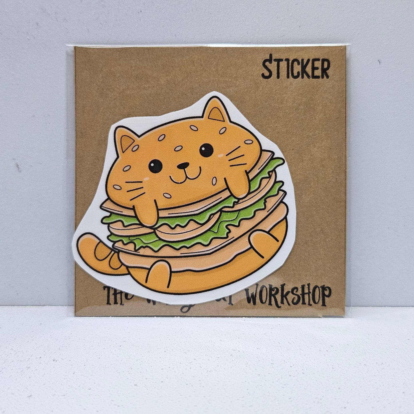 Burger Cat Vinyl Sticker