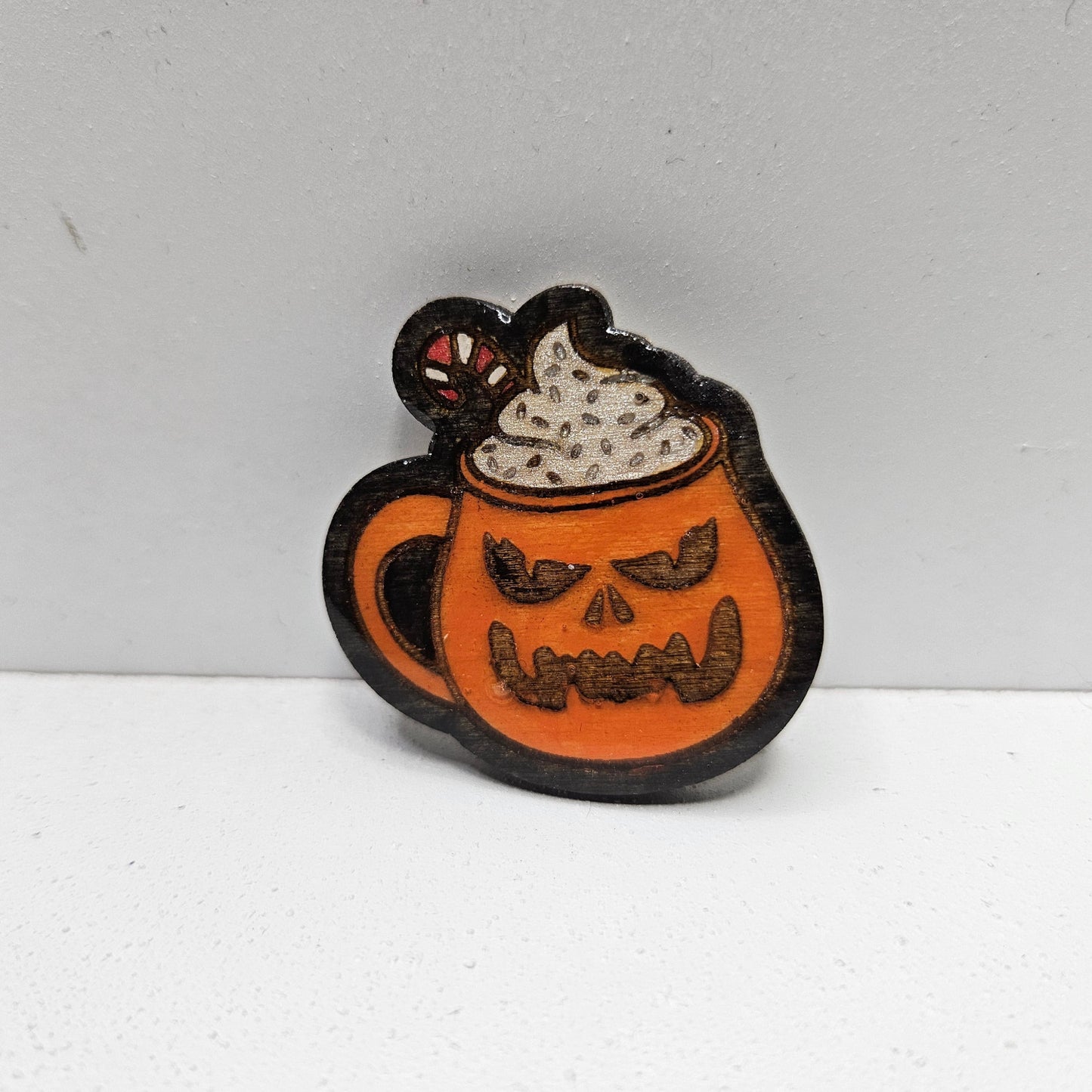 Pumpkin Drink Wood Pin