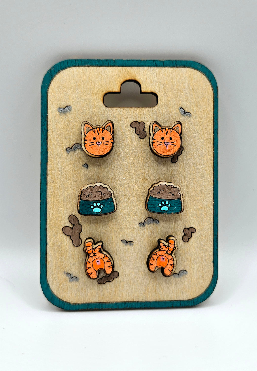 Orange Cat Butt Earrings Gift Set