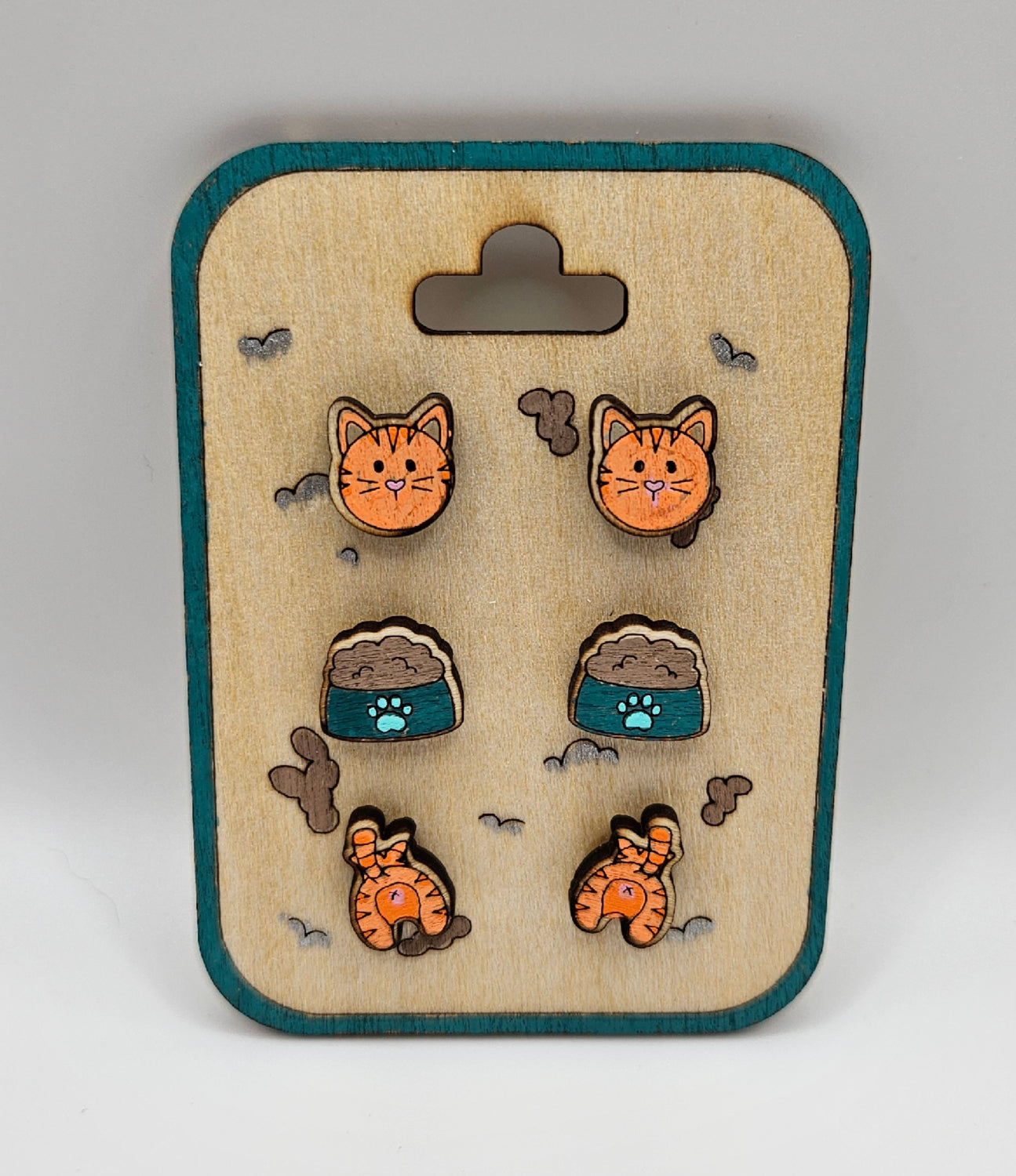 Orange Cat Butt Earrings Gift Set