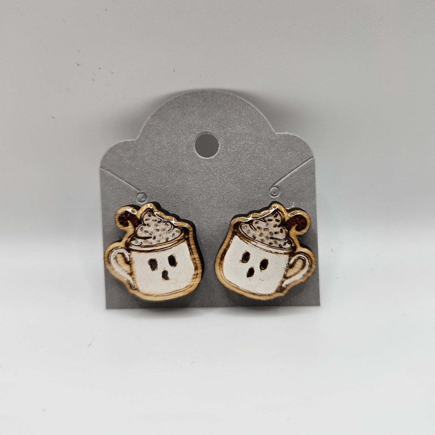 Ghostly Drink Wood Earrings
