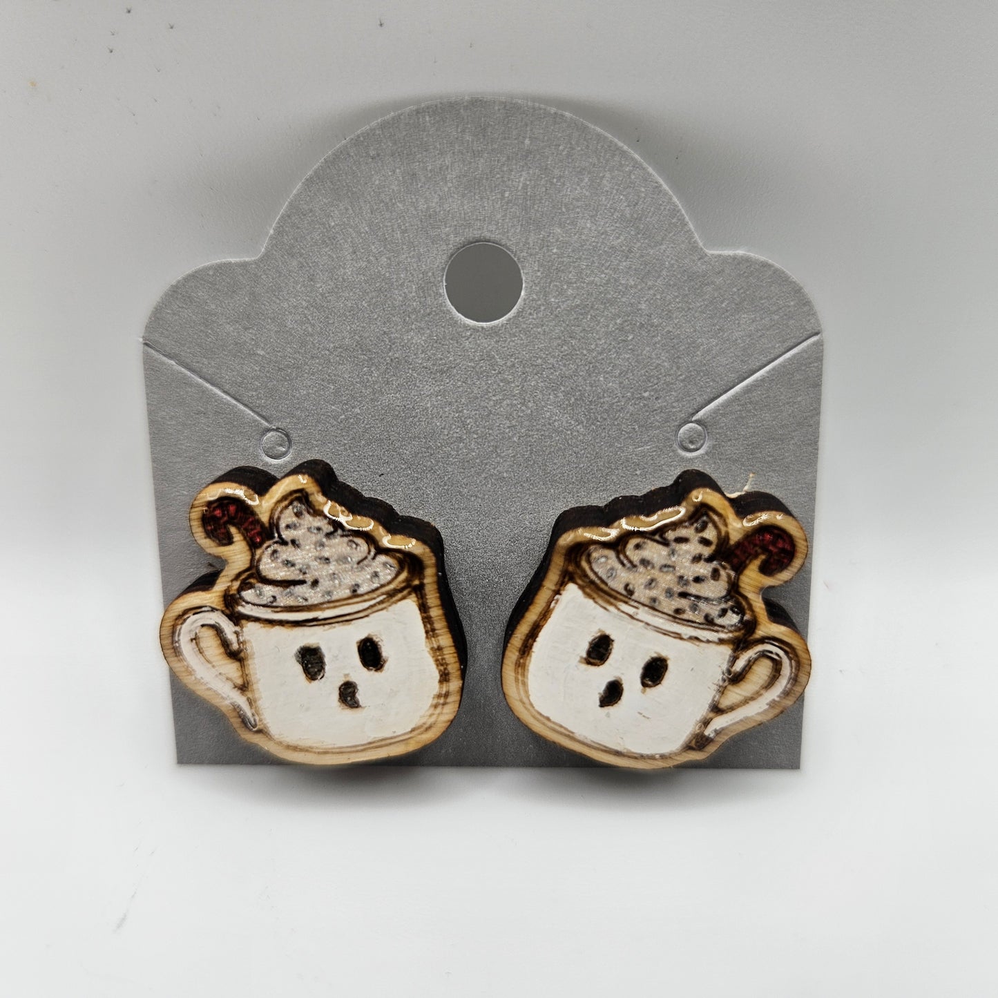 Ghostly Drink Wood Earrings