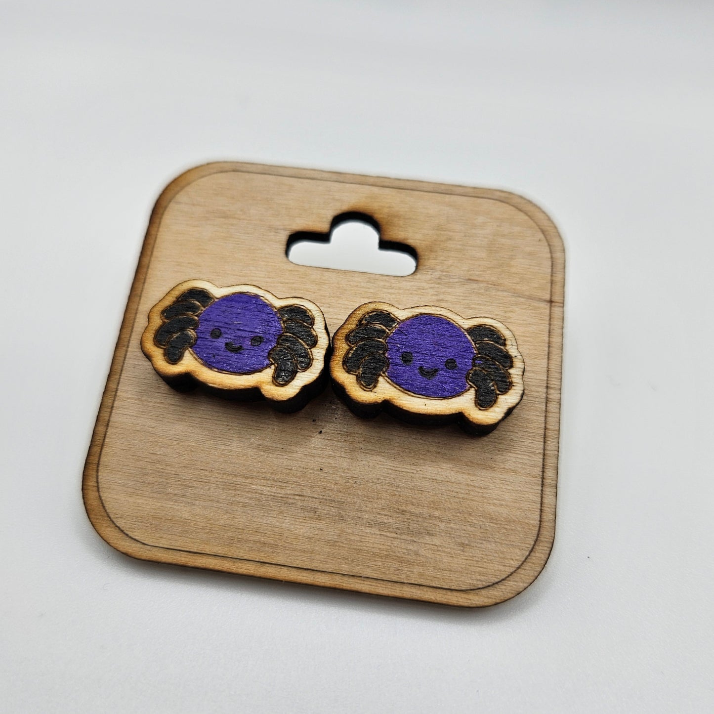 Spider Wood Earrings