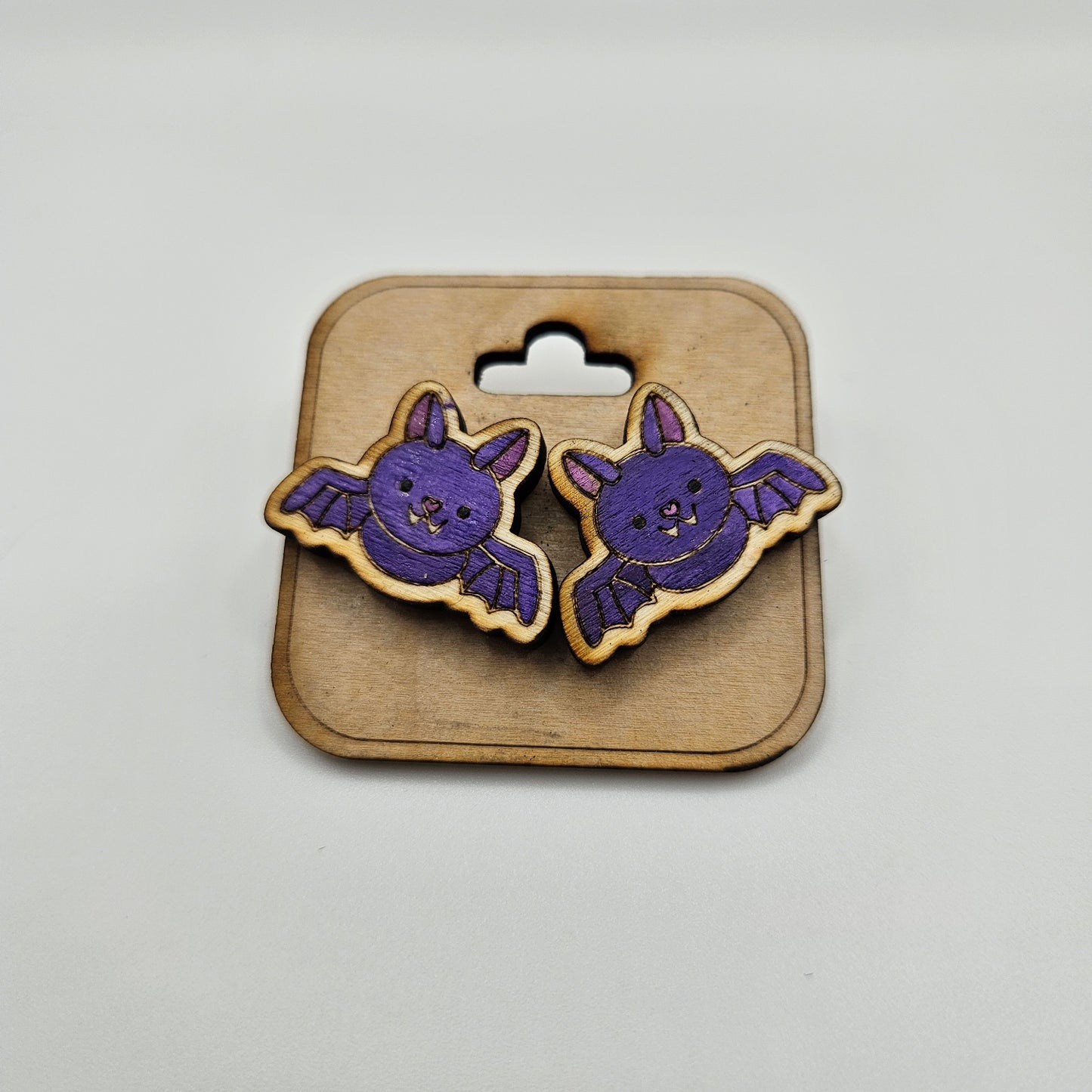 Bat Wood Earrings