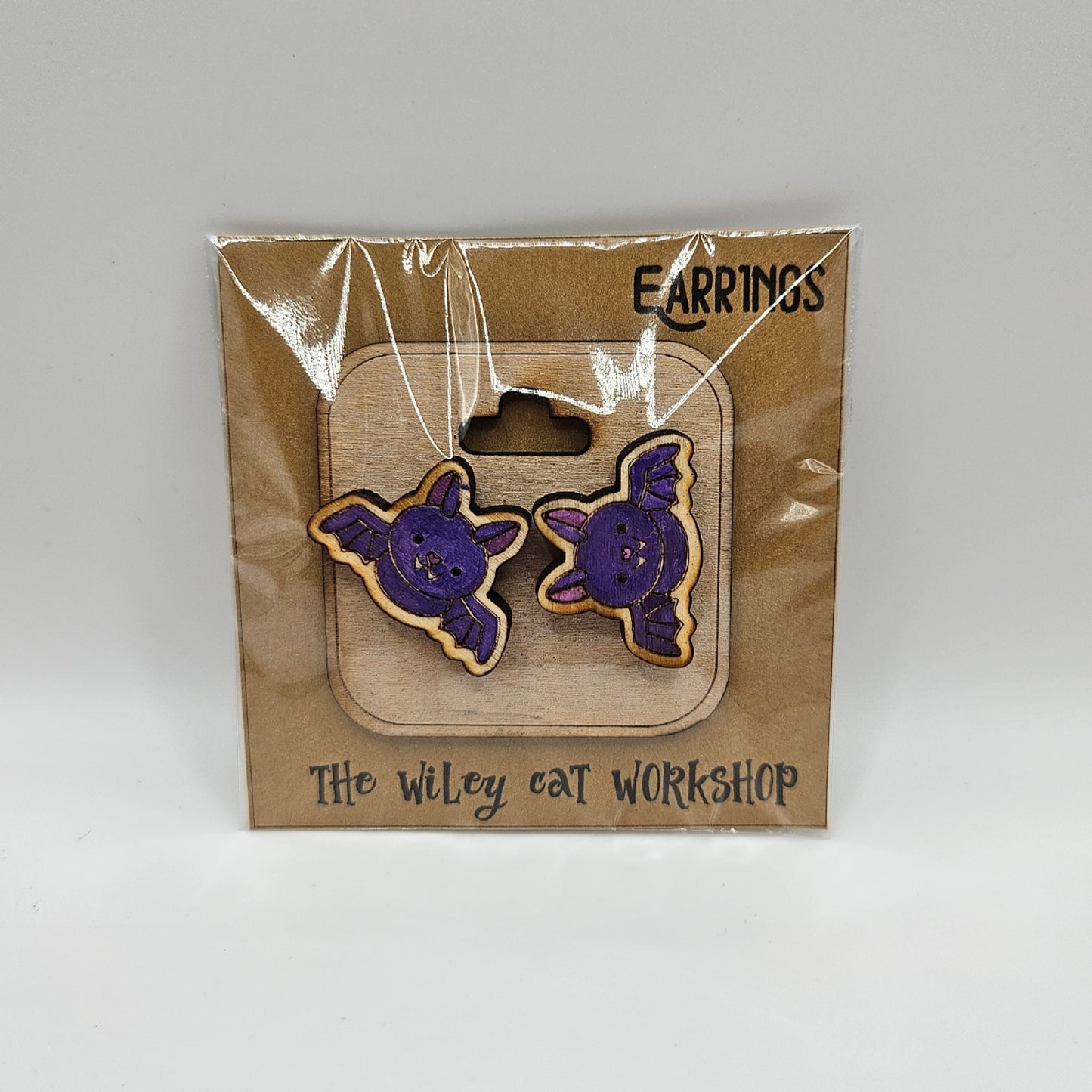 Bat Wood Earrings