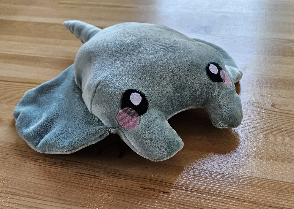 Monty the Teal Manta Ray Plush - 11" Wide