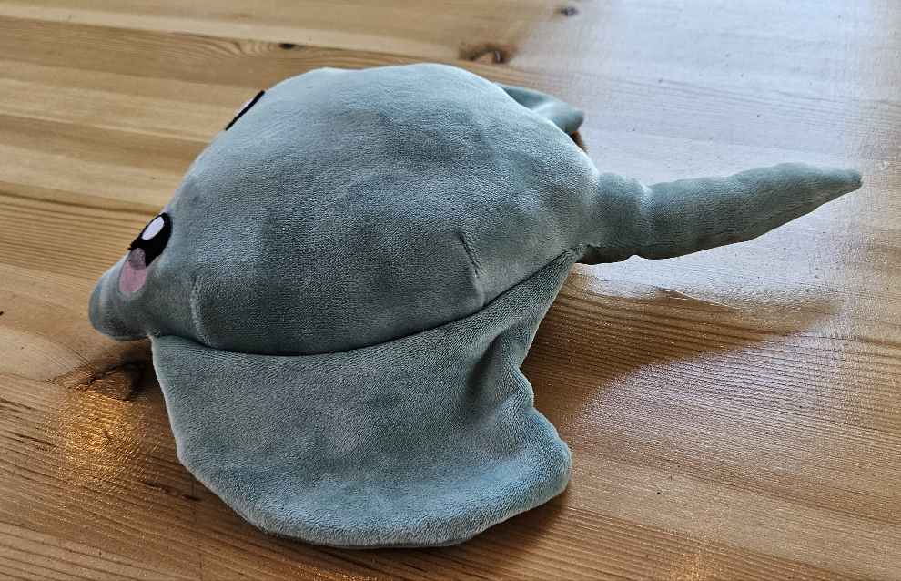 Monty the Teal Manta Ray Plush - 11" Wide