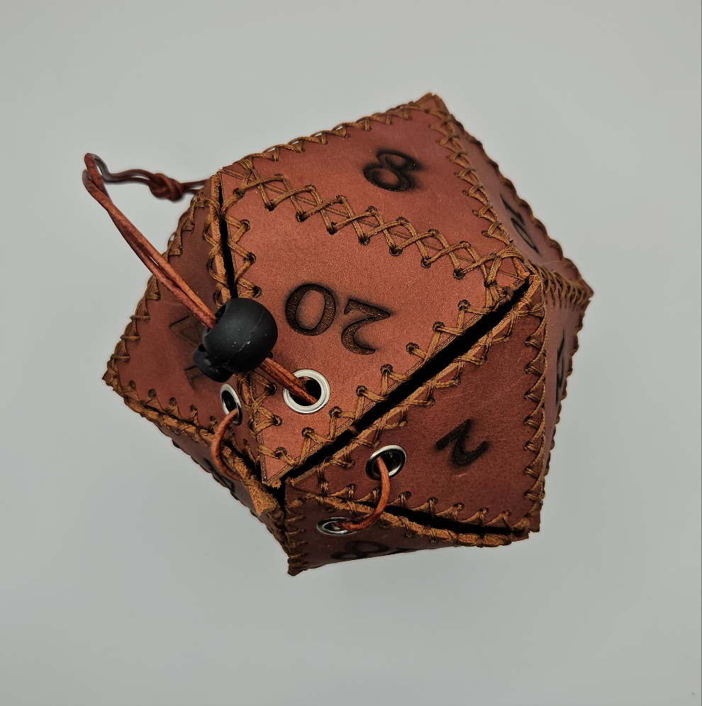D20 Dice Bag - Cigar brown