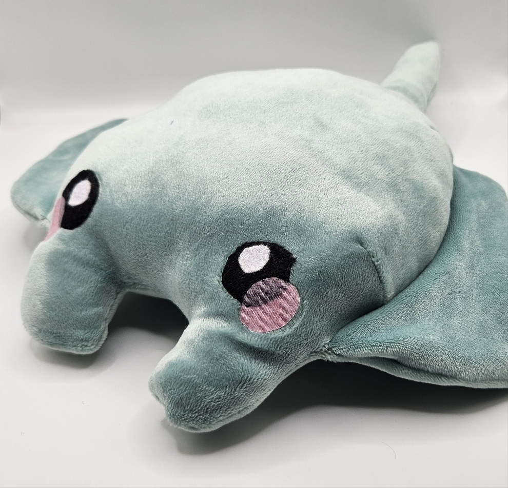 Monty the Teal Manta Ray Plush 11 Wide The Wiley Cat Workshop