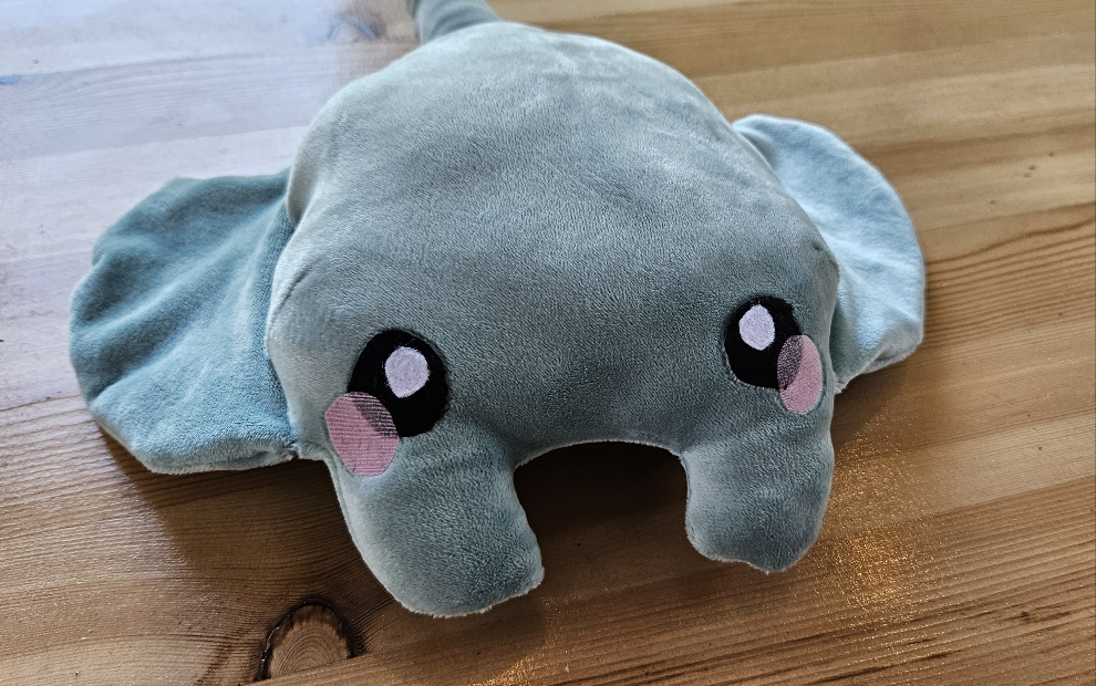 Monty the Teal Manta Ray Plush - 11" Wide