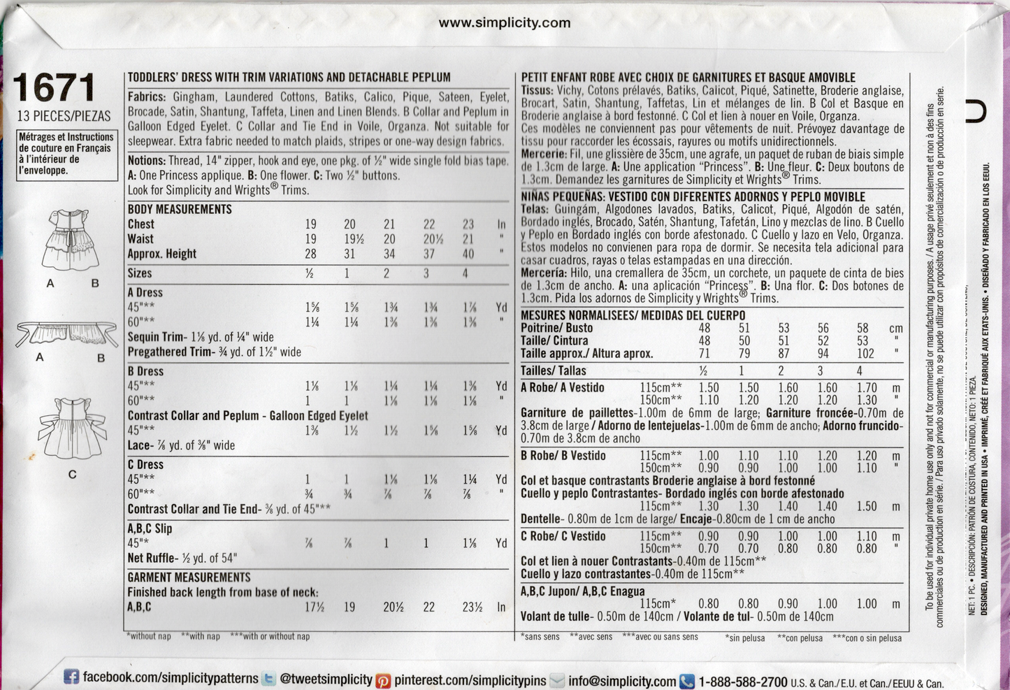 Simplicity 1671 A