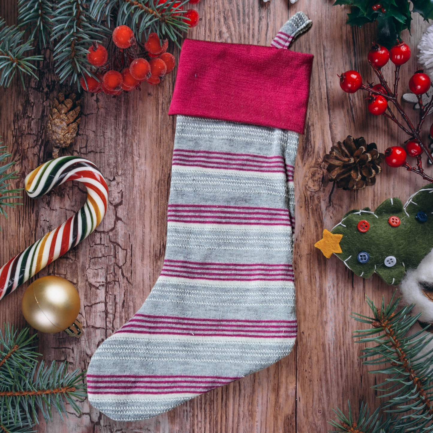 Pretty in Pink sweater knit stocking