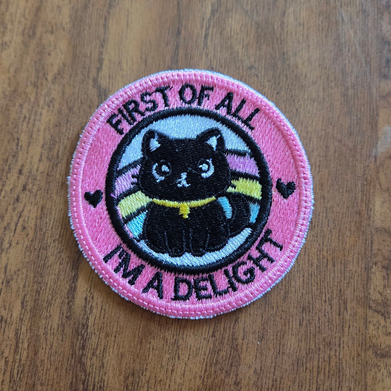 First of all I am a delight! Embroidered patch