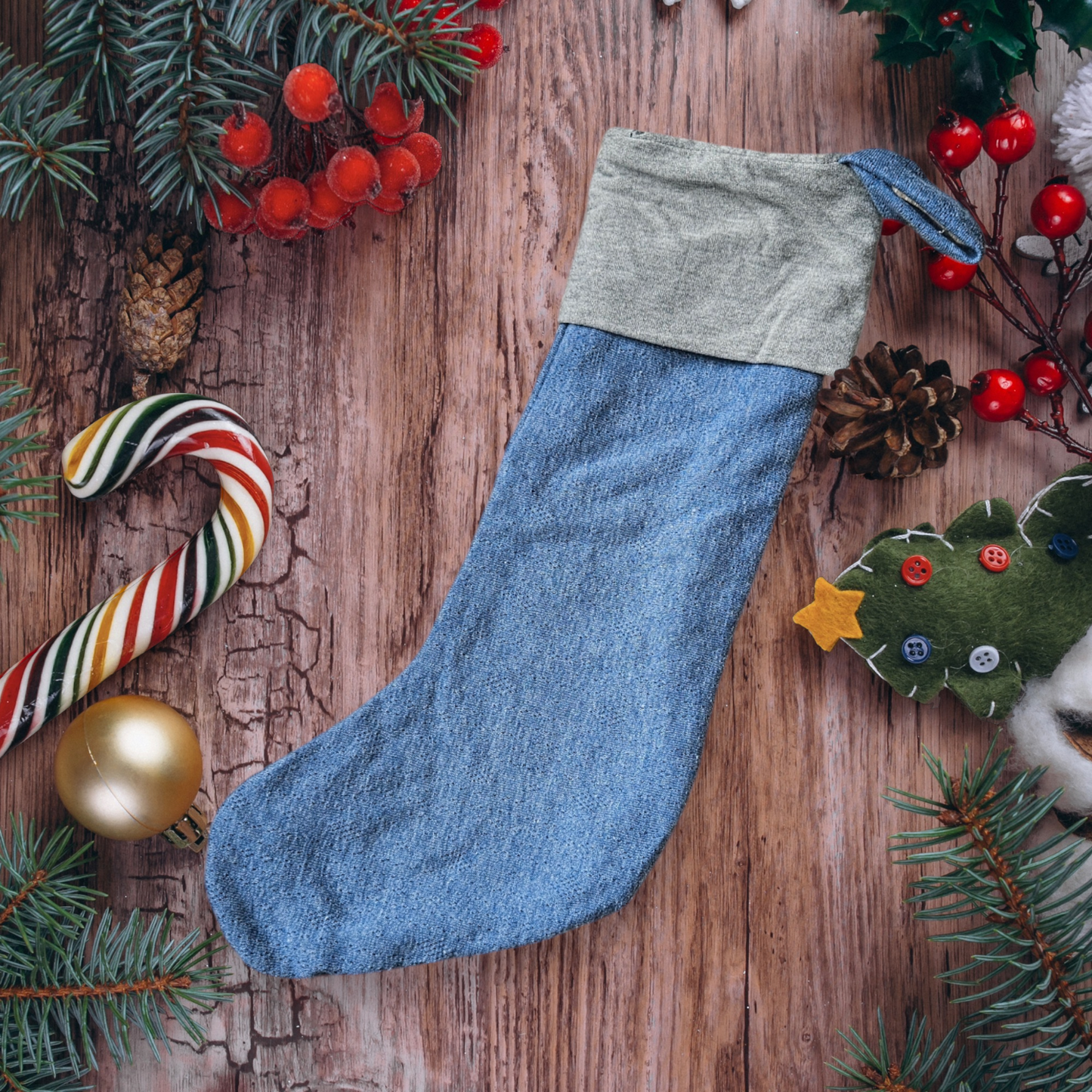 Blue Christmas Stocking