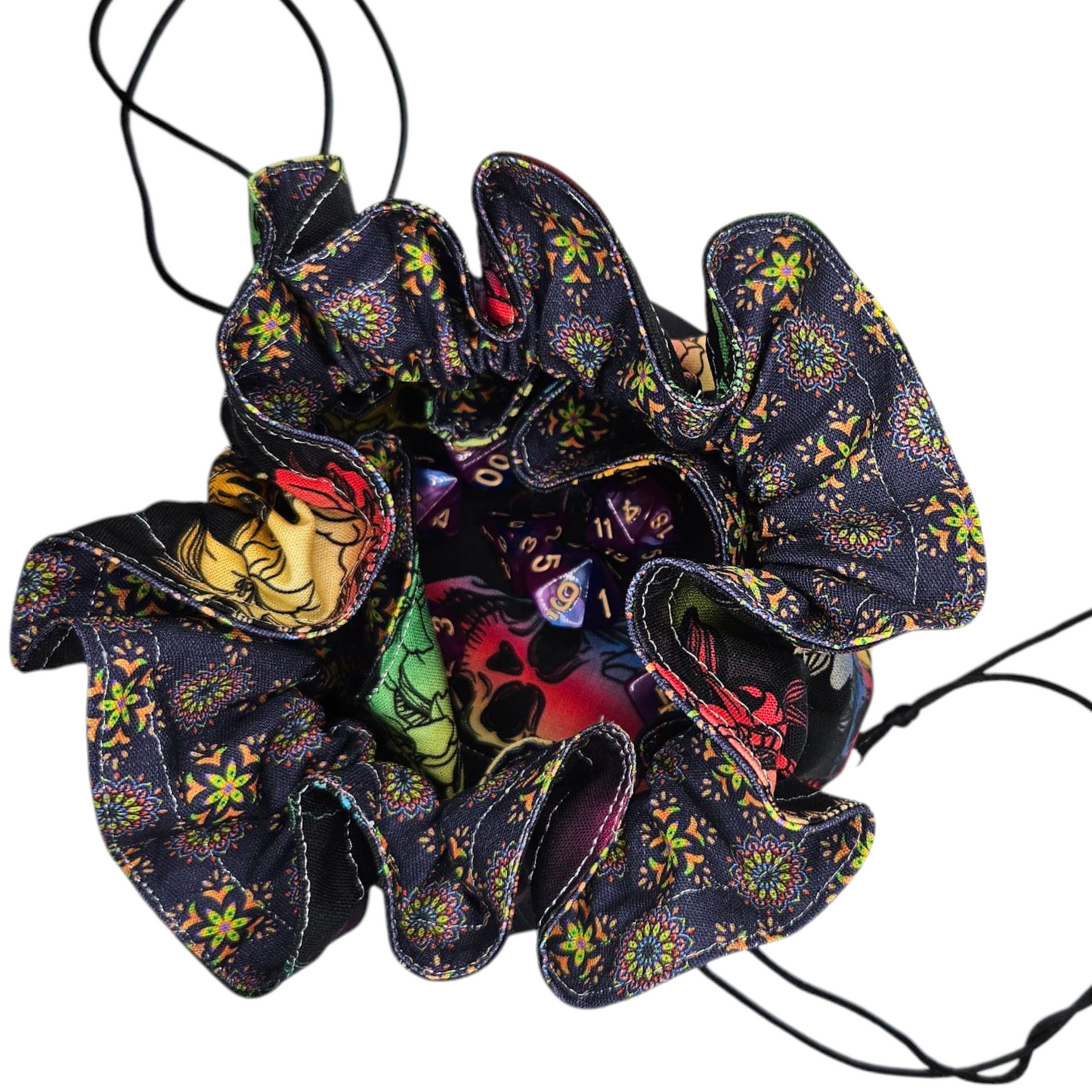 Rainbow Skull Dice Storage Bag
