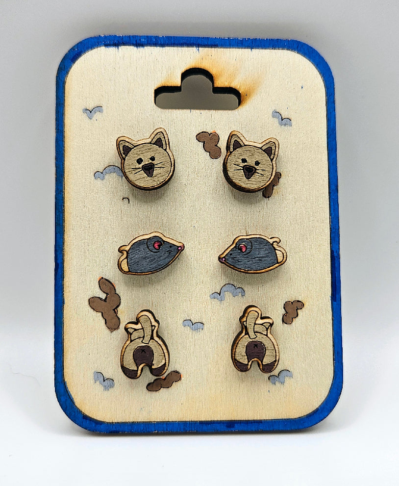 Siamese Cat Butt Earrings Gift Set