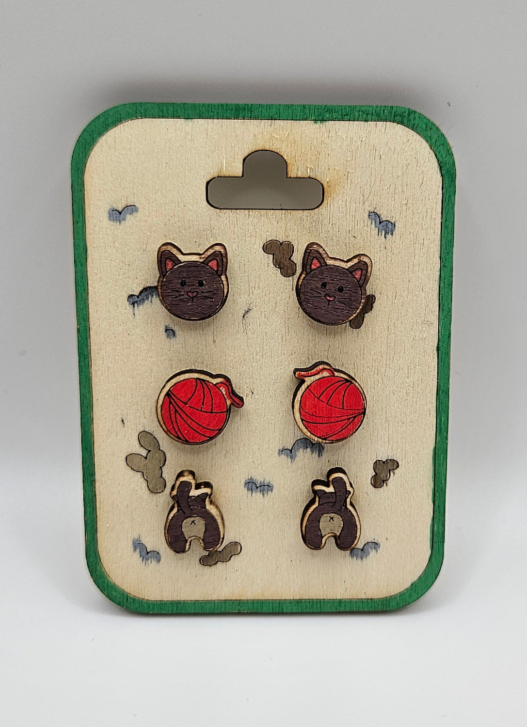 Smokey Grey Cat Butt Earrings Gift Set