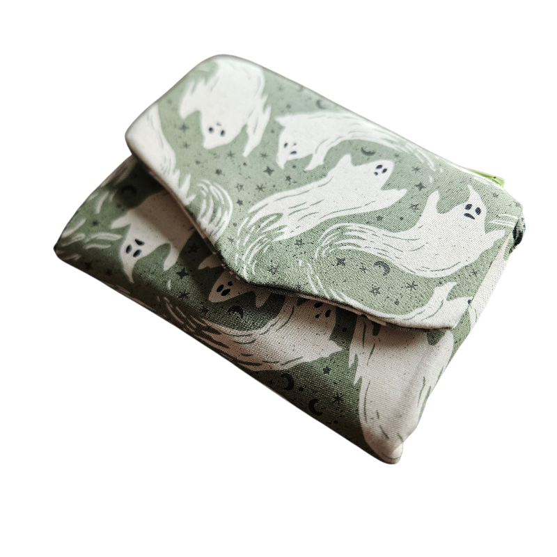 Folded fabric with ghost pattern on a white background