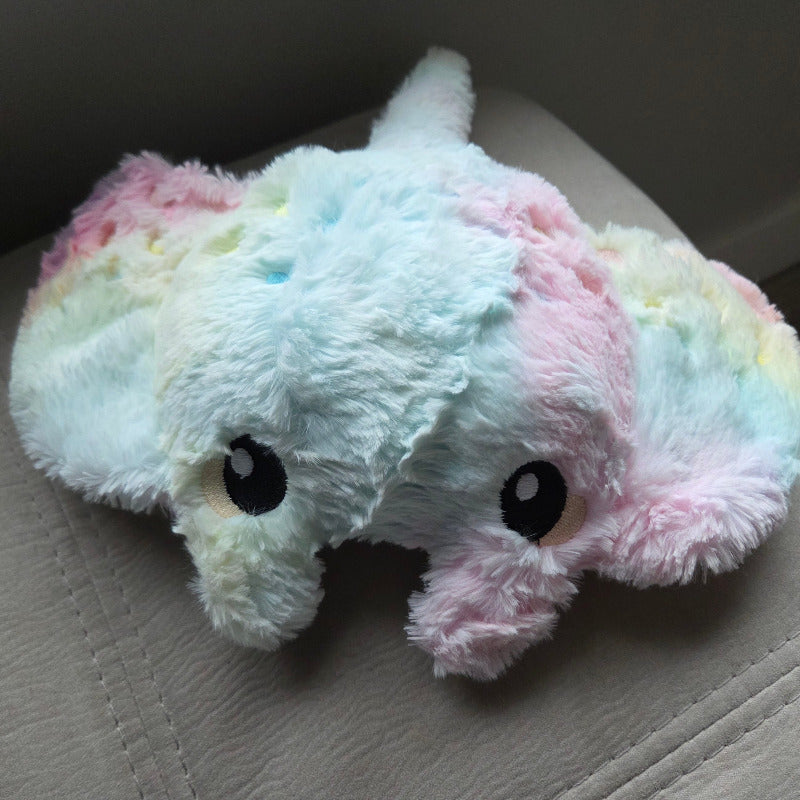 plush rainbow coloured manta ray