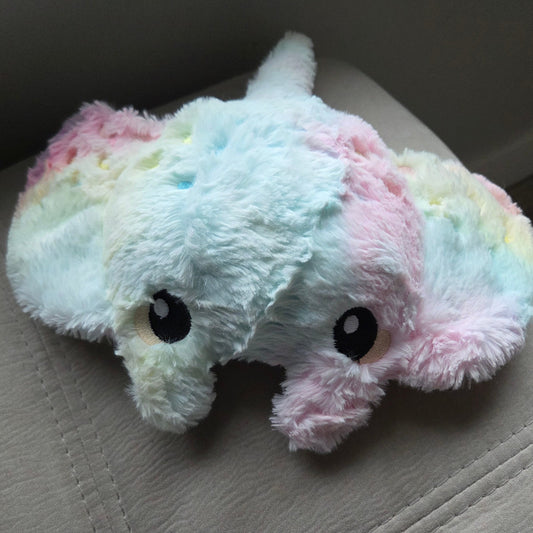 plush rainbow coloured manta ray