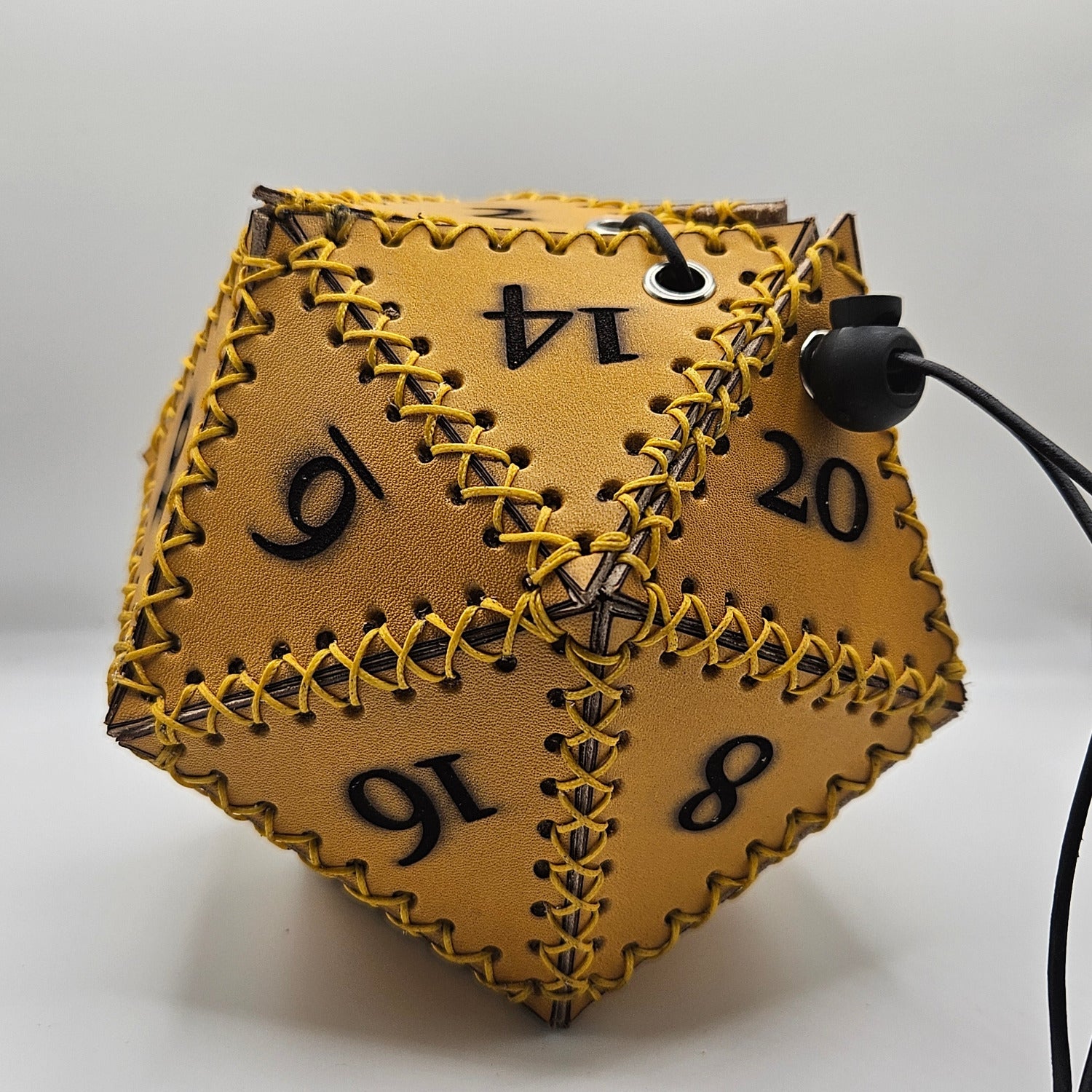 Yellow d20 dice bag